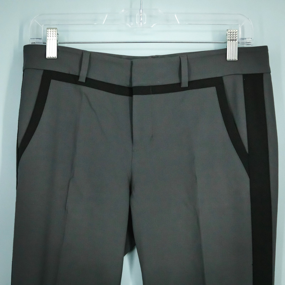 Vince Size 2 Grey Gray Black Tuxedo Stripe Tapered Leg Wool Blend Dress Pants - Picture 2 of 7